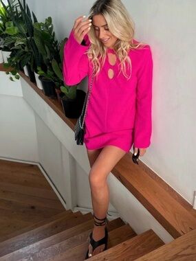 ZARA CUT OUTF DRESS NEON FUCHSIA SIZE XXL NWOT